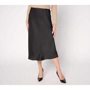 Susan Graver Women's Skirt Sz S Make Your Selection: Satin Pull-On Black A711492
